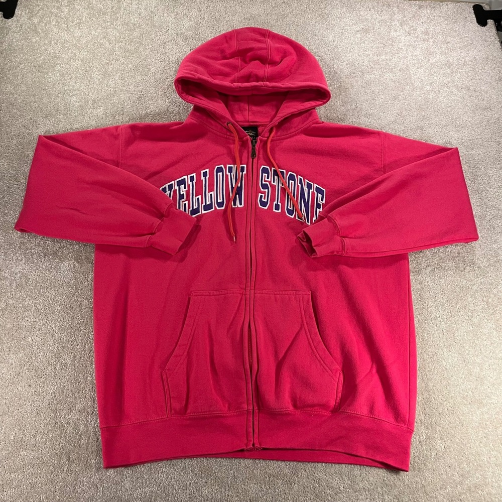 Prairie Mountain Yellowstone Zip Hoodie Womens XXL Pink Graphic Sweat